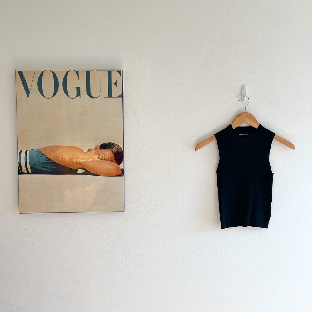 BRANDY MELVILLE CROPPED KNIT TURTLENECK TOP BLACK